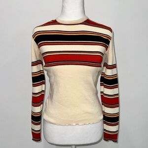 Vintage Meister Wool Striped Sweater — 70s Retro Mod Knit | XS/S